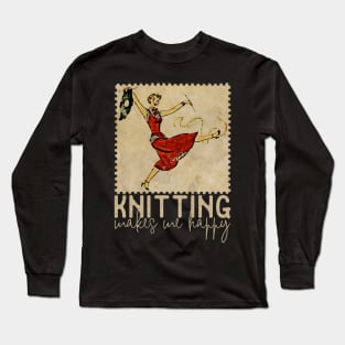 Vintage 1950s Knitting Long Sleeve T-Shirt